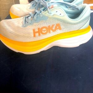 HOKA Light Blue and Yellow Running Shoes